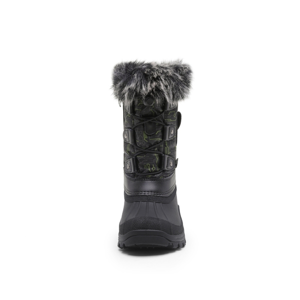 Kids Waterproof Warm Snow Boots - BLACK DARK GREY GREEN - 4